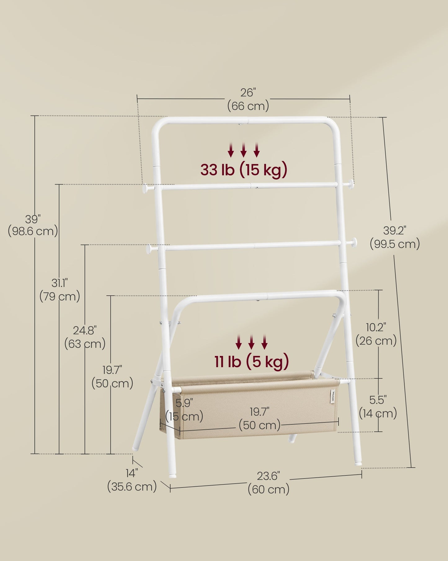 Freestanding Towel Rack with 4 Hooks