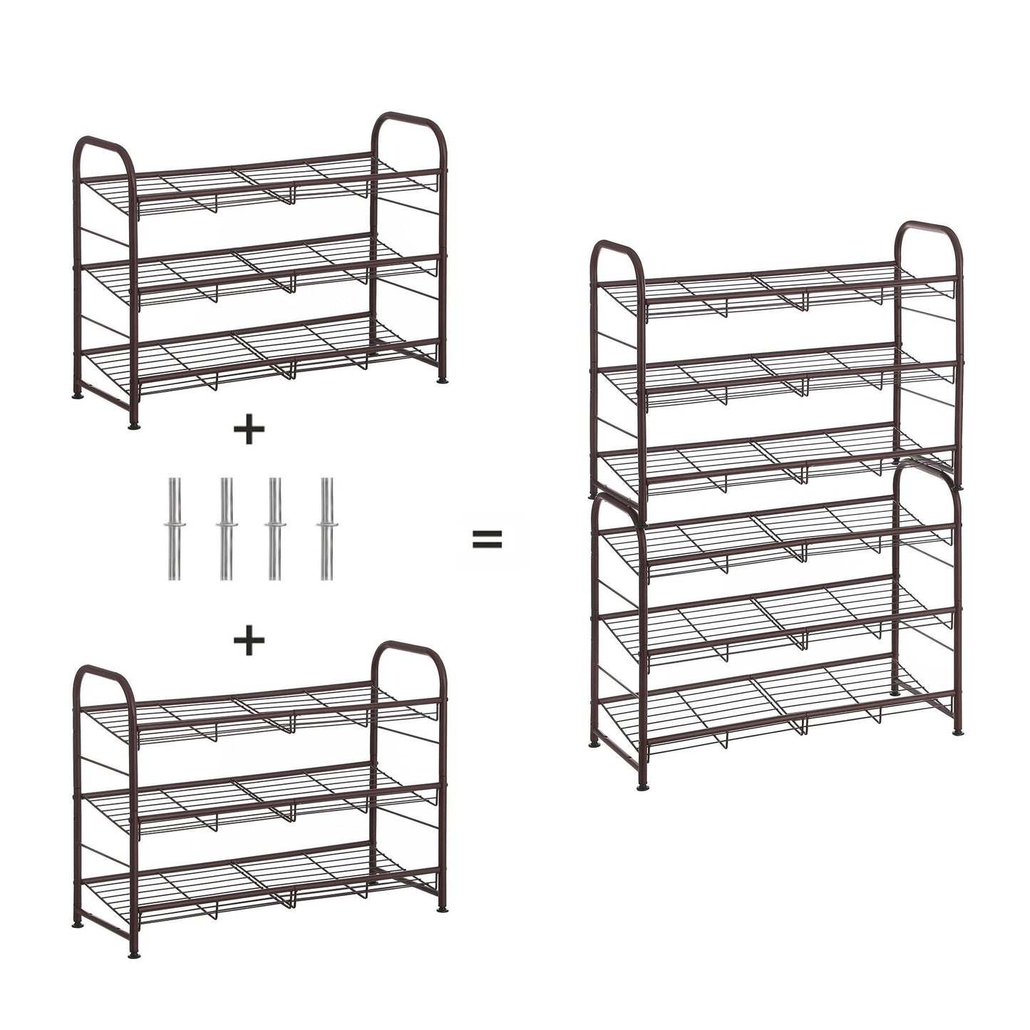 Shoe Rack, 3 Tier Shoe Organizer for Closet, Holds up to 12 Pairs of Shoes, Shoe Rack for Front Door Entrance