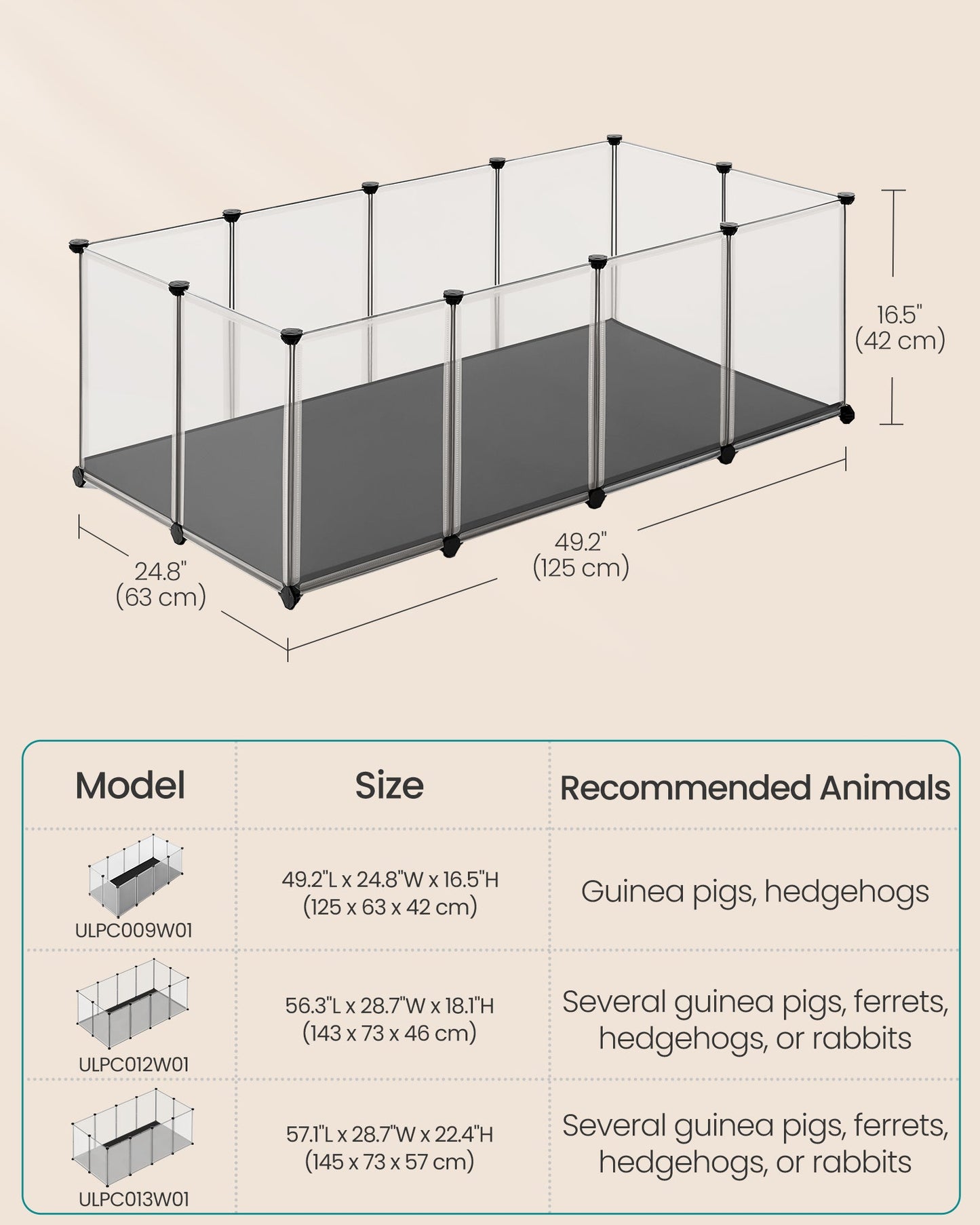 Guinea Pig Playpen with Removable Oxford Fabric Mat