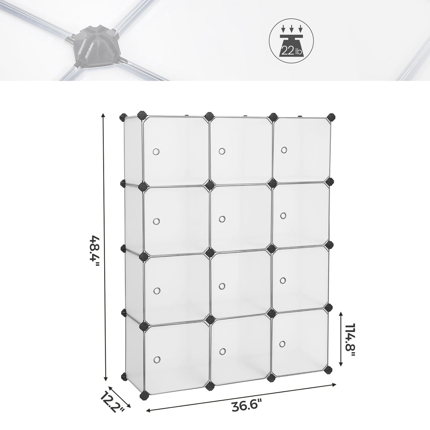 Cube Storage with Door, Set of 12 Plastic Cube
