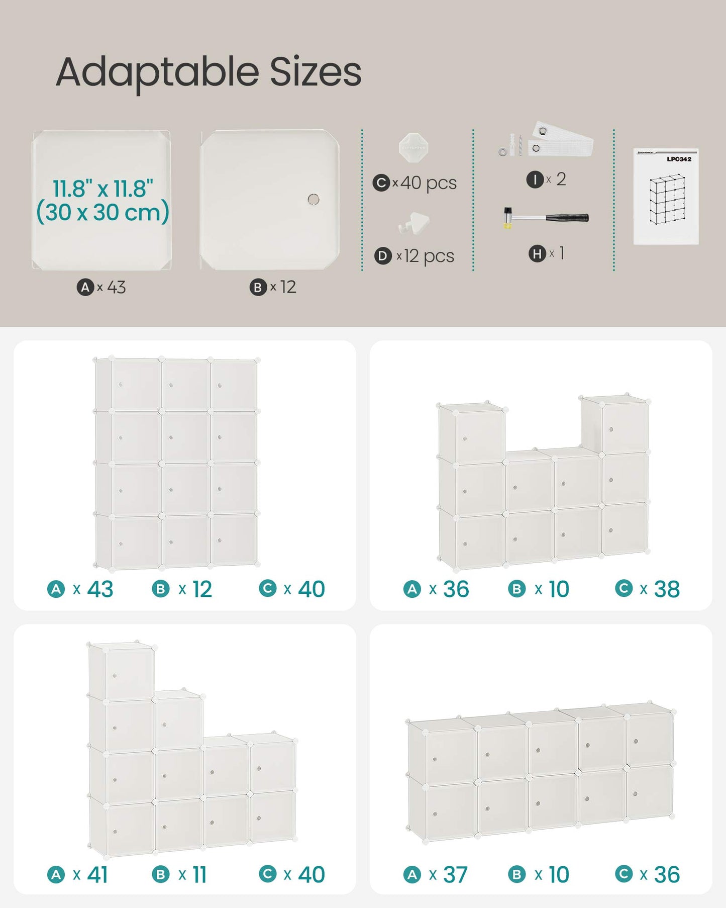 Cube Storage with Door, Set of 12 Plastic Cubes