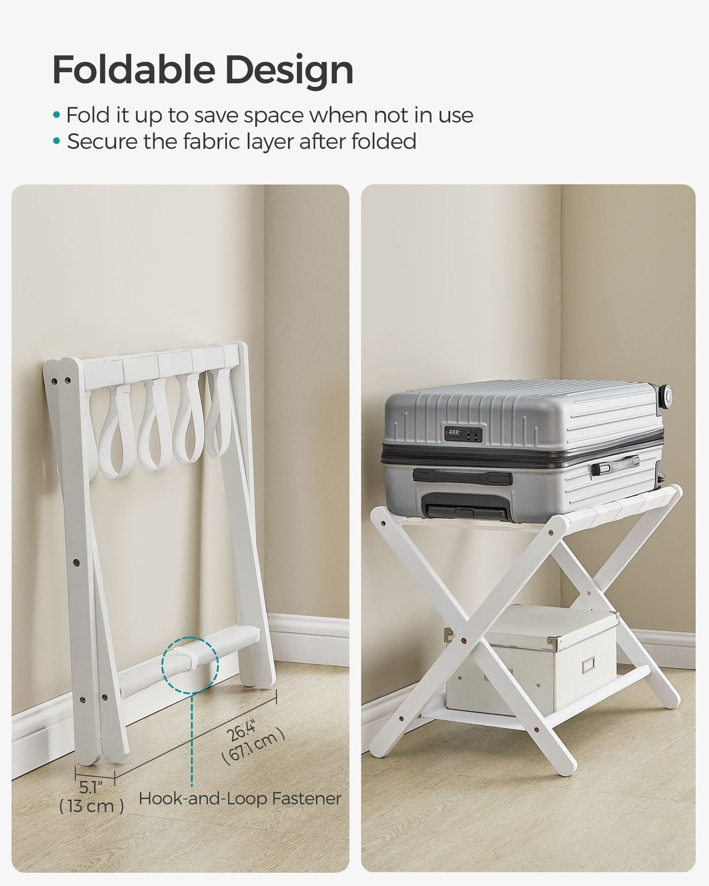 Set of 2 Luggage Racks with Storage Shelves