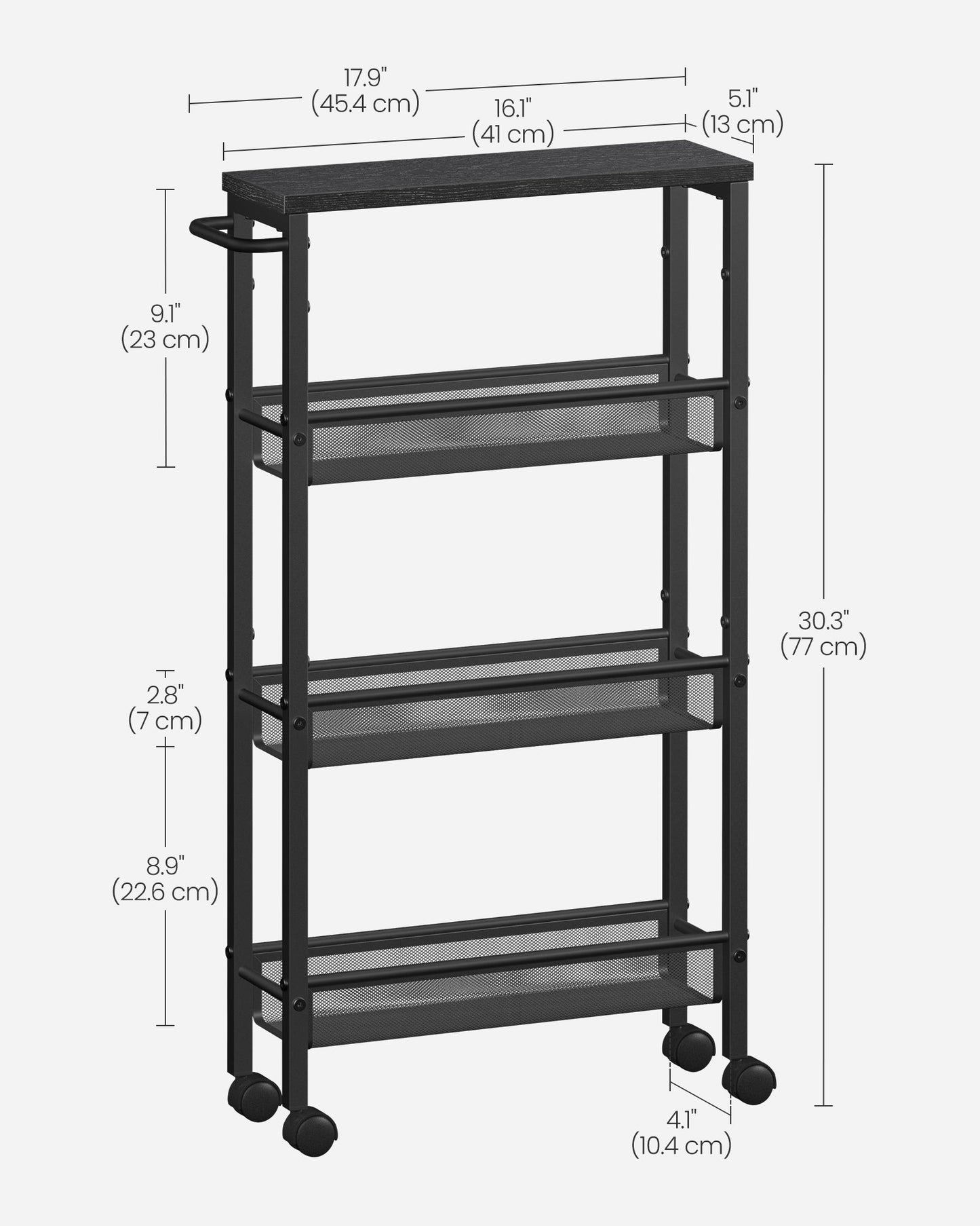 4-Tier Slim Rolling Storage Cart