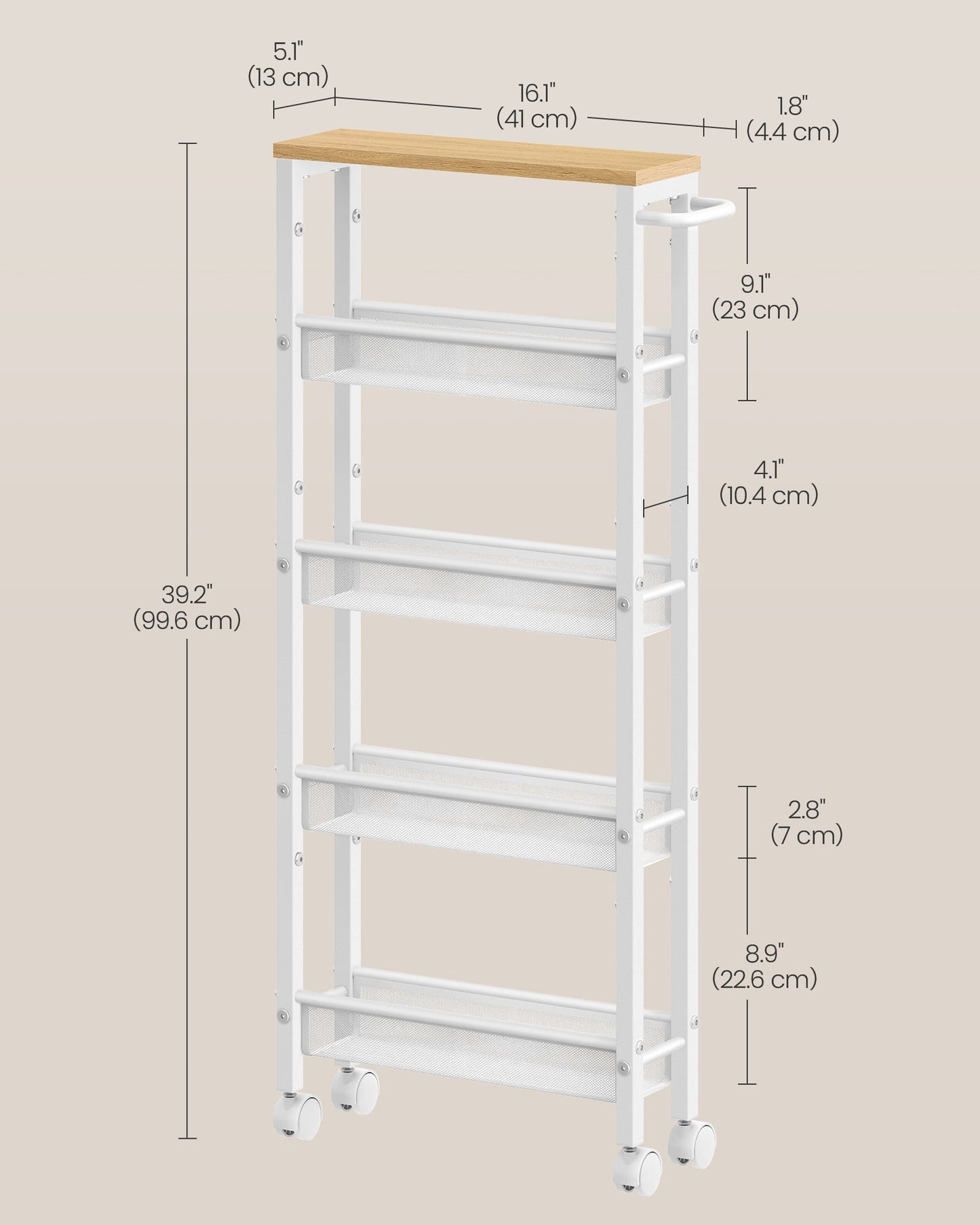5-Tier Slim Rolling Storage Cart