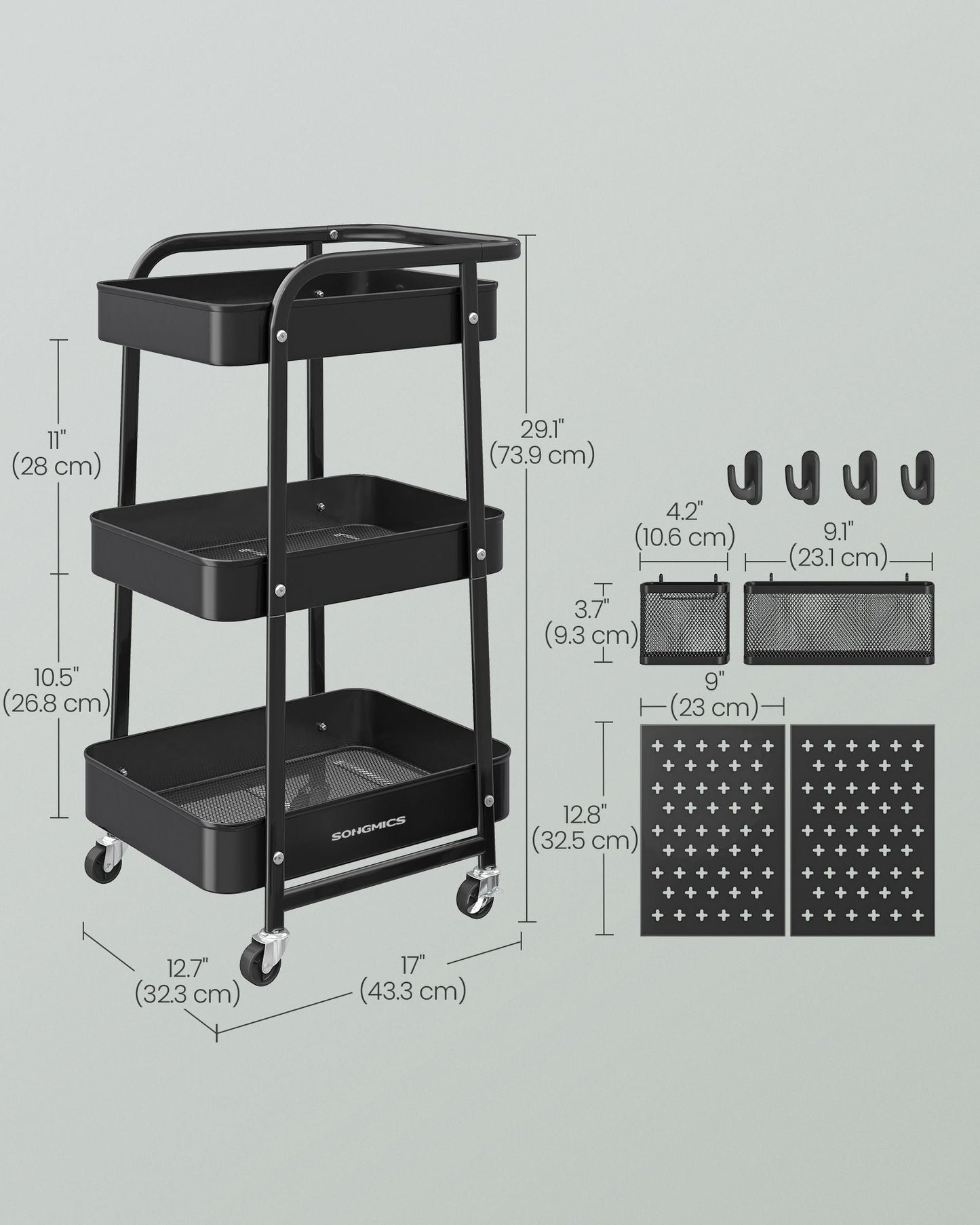 3-Tier Storage Cart with wheels