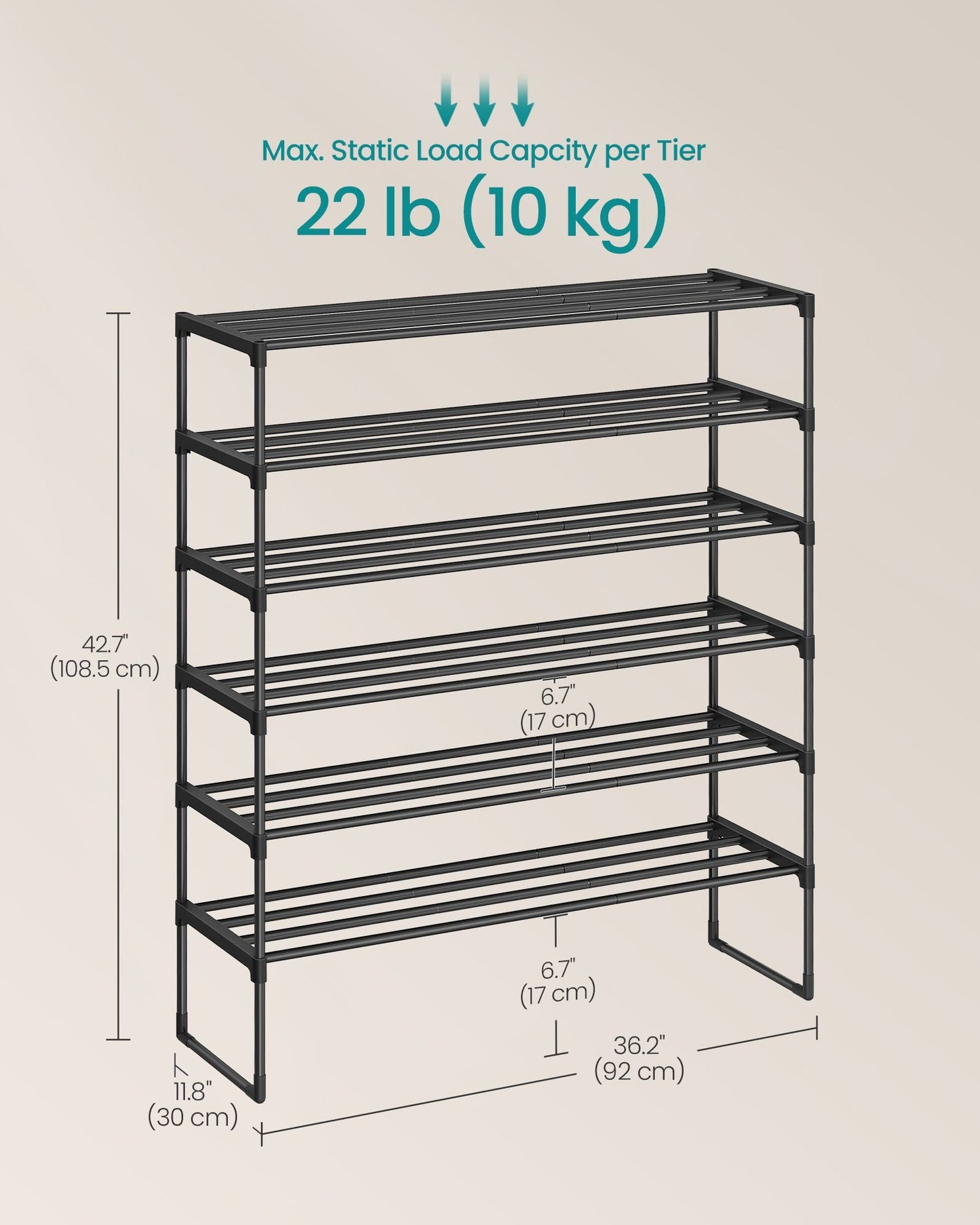 Shoe Rack, Shoe Organizer, Metal Storage Shelf