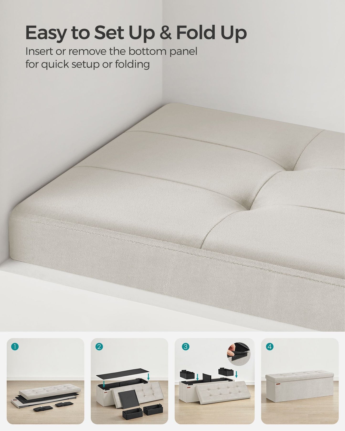 Storage Ottoman Bench with Storage Chest, Load up to 660 lb