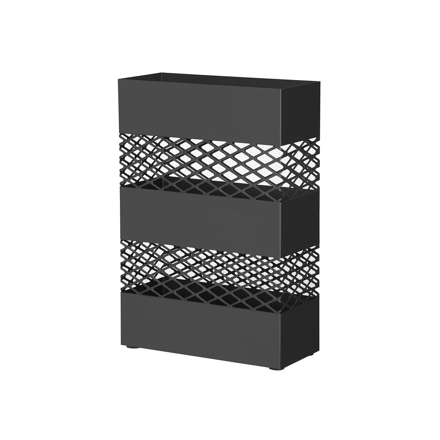 Metal Umbrella Stand, Rectangular Umbrella Holder Rack, with Removable Drip Tray, Lattice Cutouts, Black