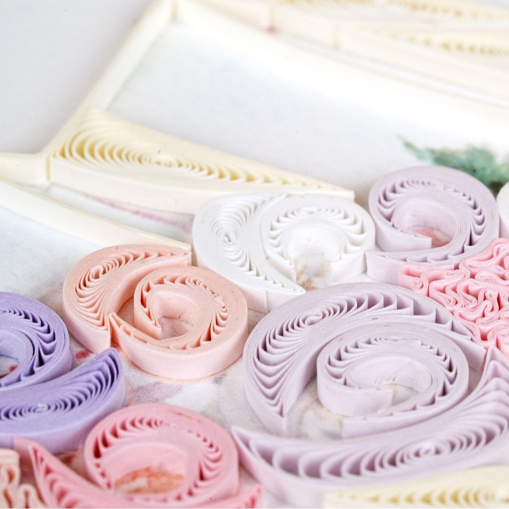 Floral Wedding Cake Quilled Greeting Card