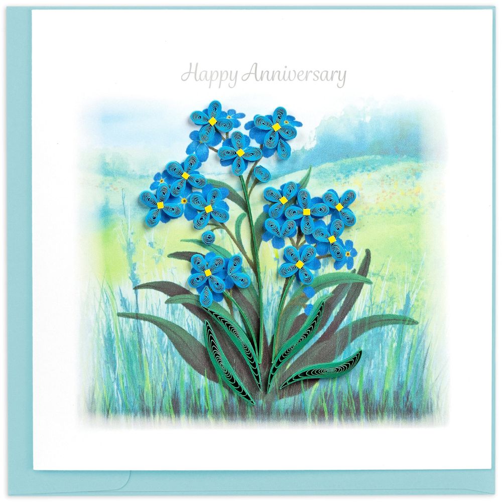 Happy Anniversary Forget-Me-Not Quilled Greeting Card
