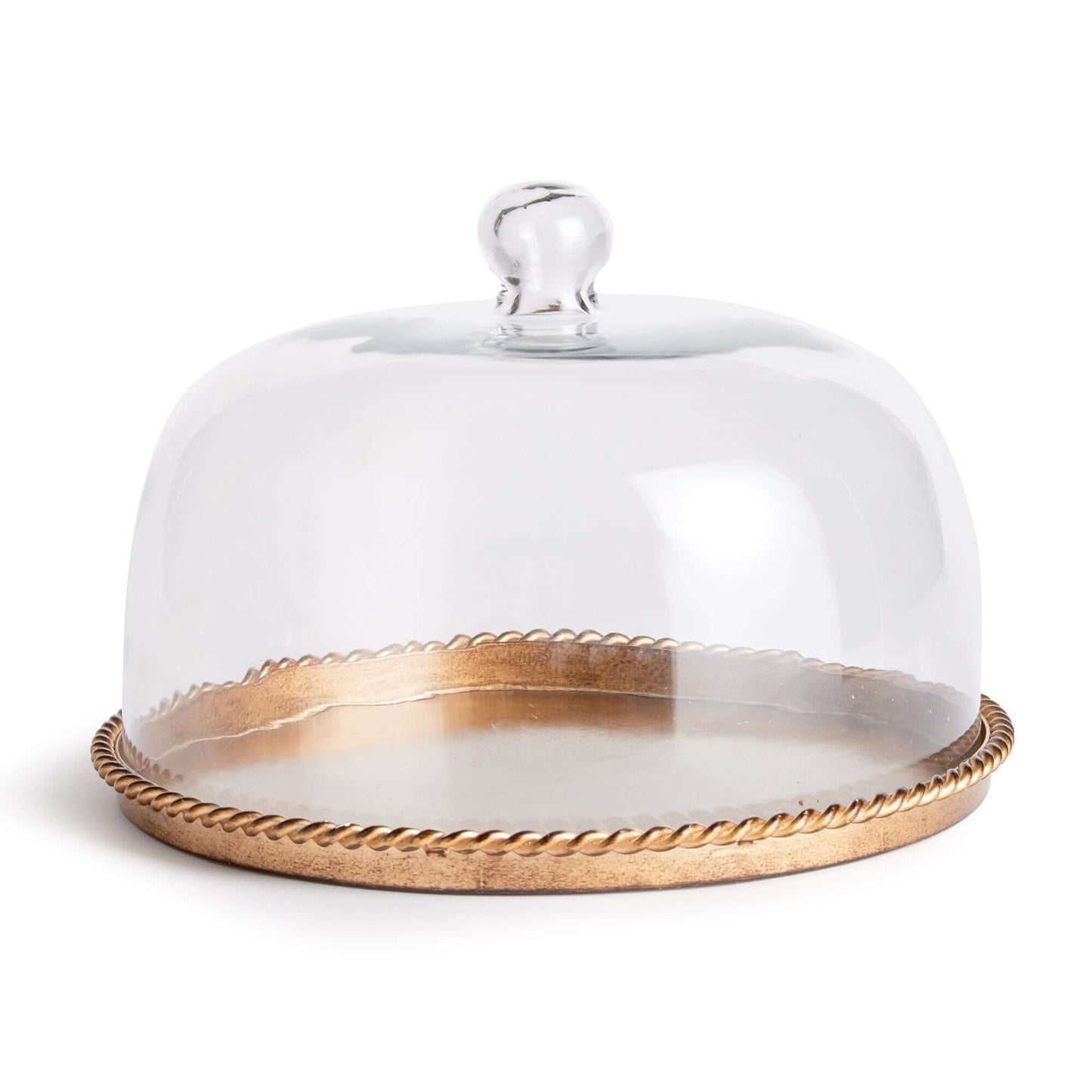 Large Vintage Glass Cloche with Gold Braided Tray