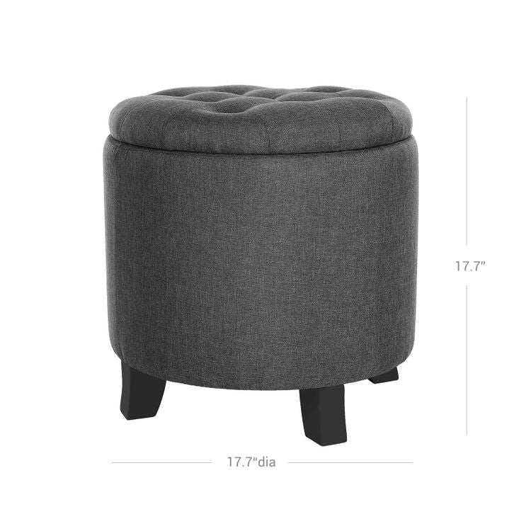 Linen Fabric Storage Ottoman