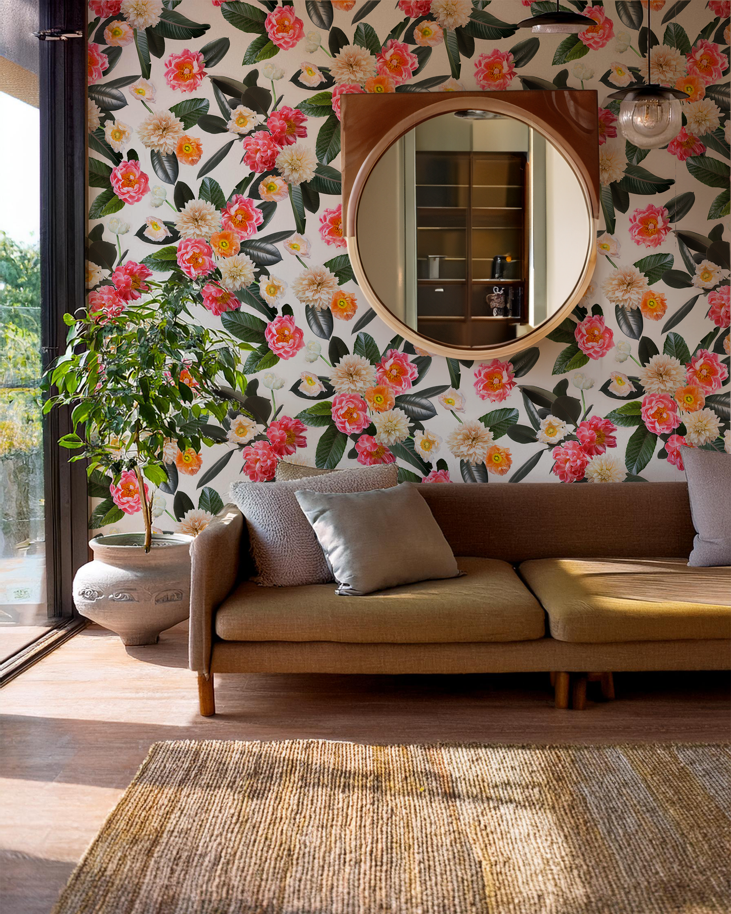 Flower Party Wallpaper, white