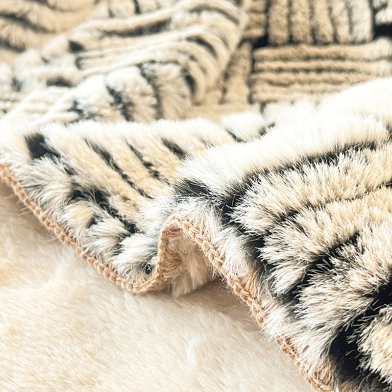 Luxury Faux Rabbit Fur Flannel Throw Blanket