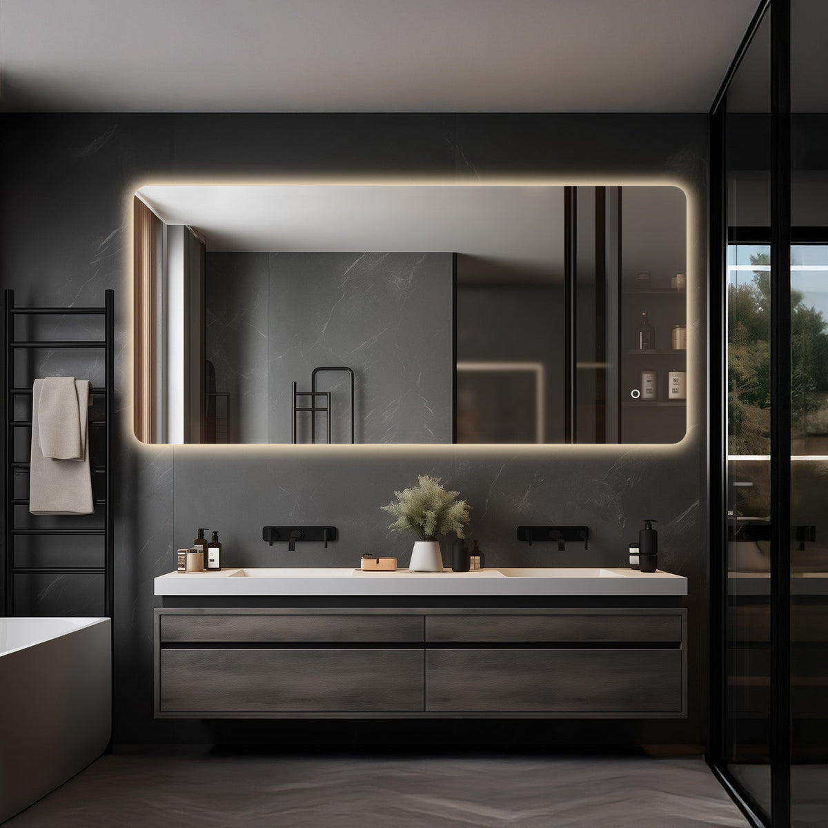 Corona Frameless LED Bathroom Mirror with Light, Anti-Fog, Dimmable, Backlit, Can Be Hanged Horizontally or Vertically, Shatterproof