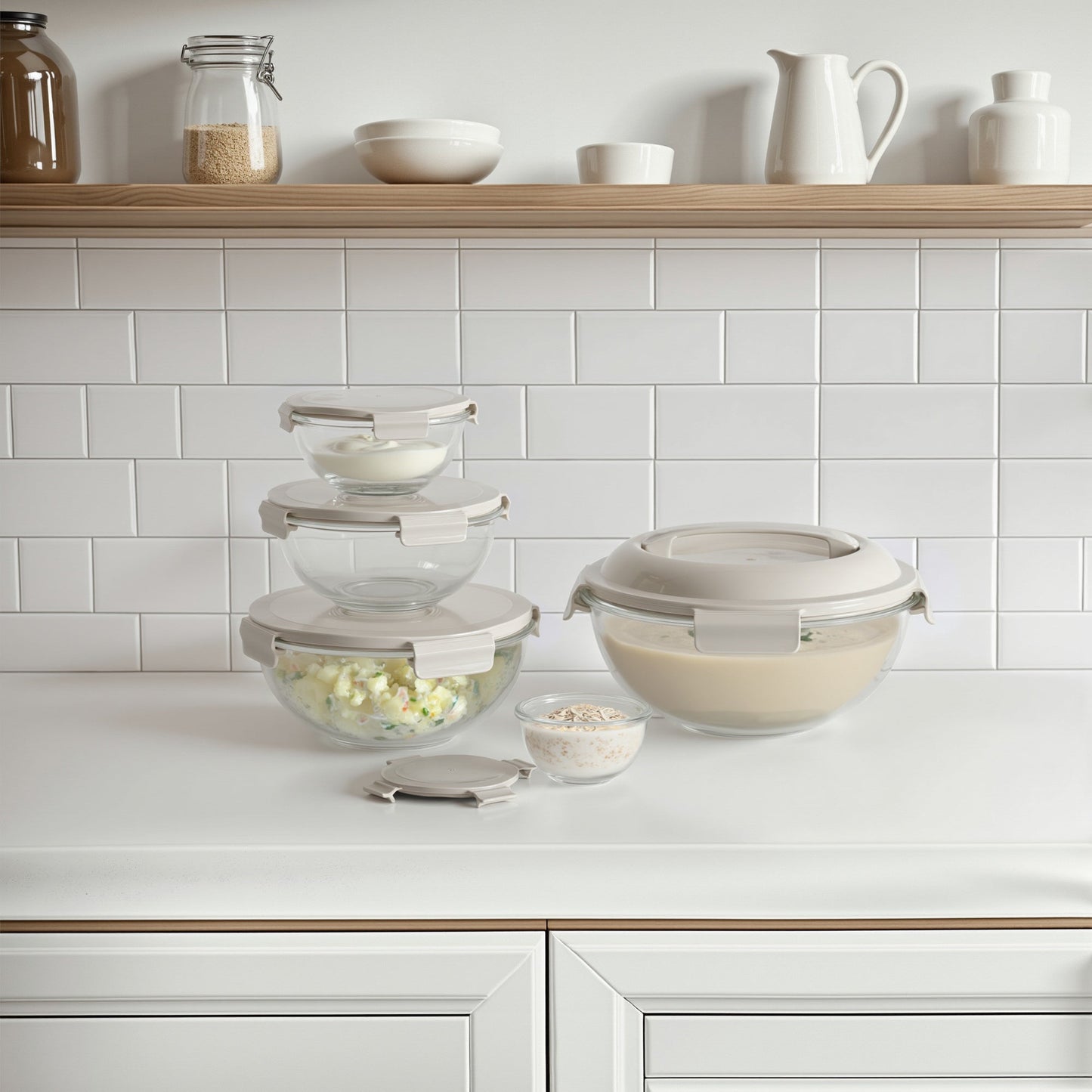 Mix & Store Glass Bowl Set with handles