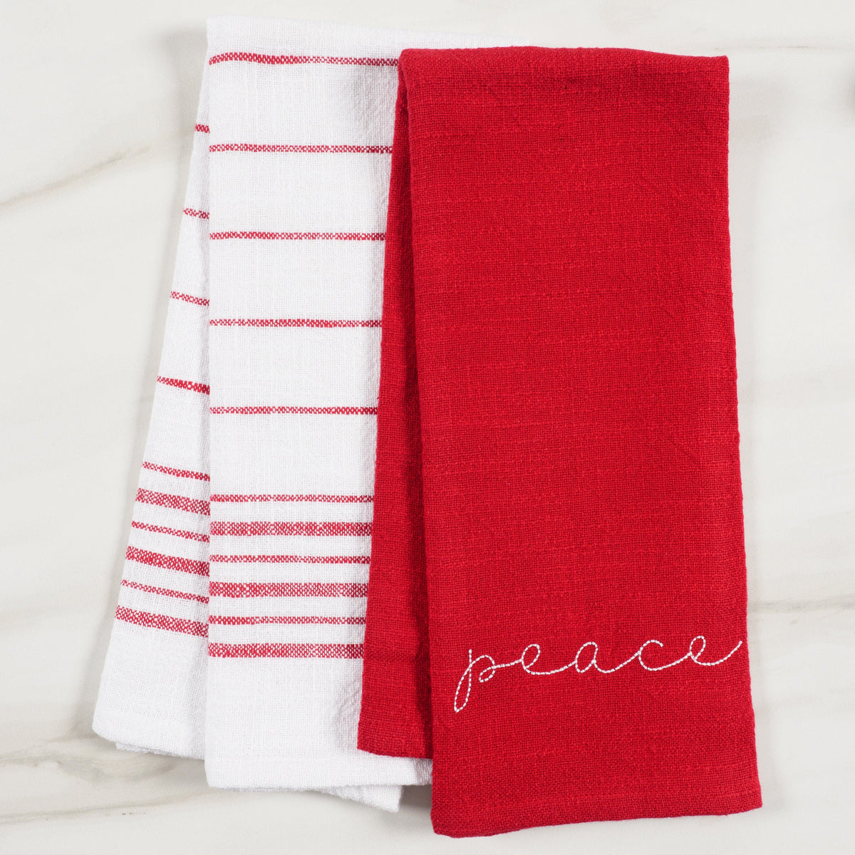Holiday Red Embroidered Monaco Set Of 2 Kitchen Towels