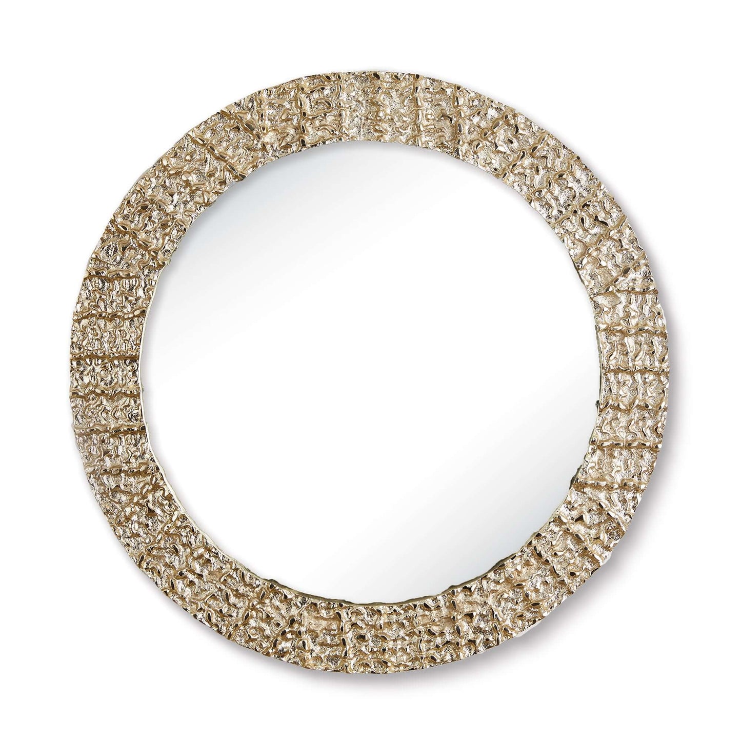 Vintage Champagne Round Wall Mirror with Textured Frame