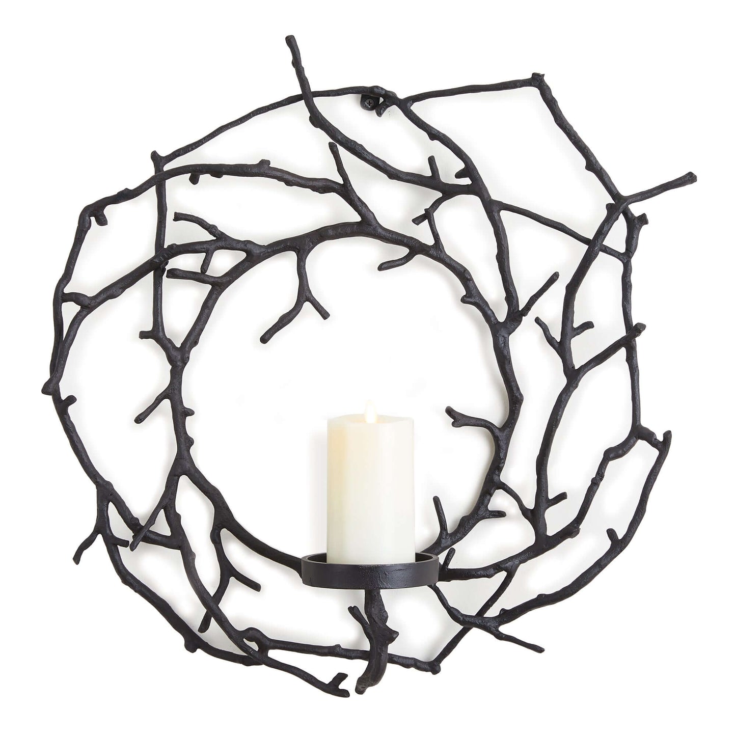 Circular Black Branch Wall Candle Holder