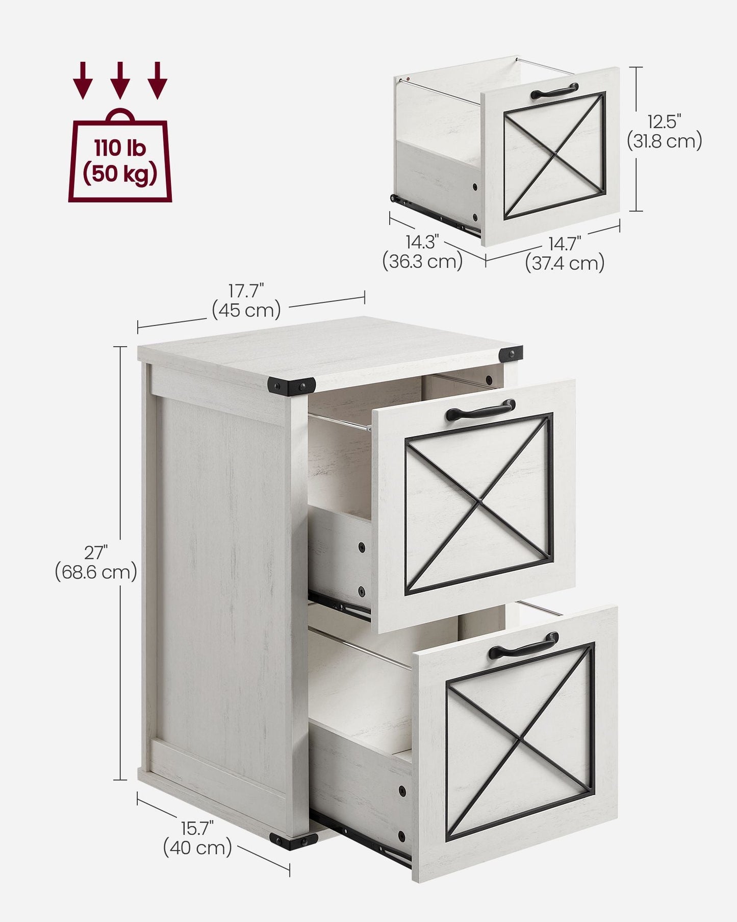 File Cabinet with 2 Drawers, Fit A4