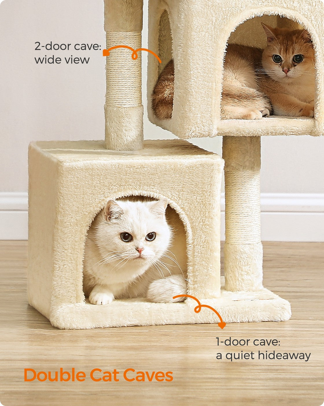 26.4-Inch Cat Tower with 2 Cat Caves