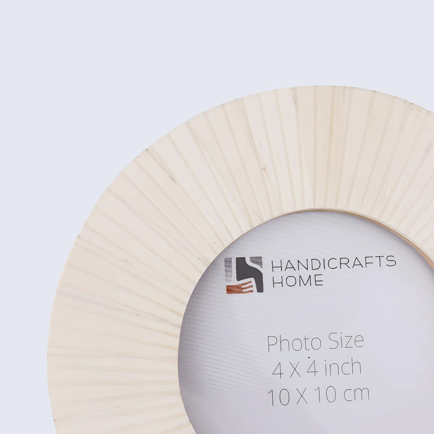 4x4 White Striped Round Picture Frame- Bone Inlay