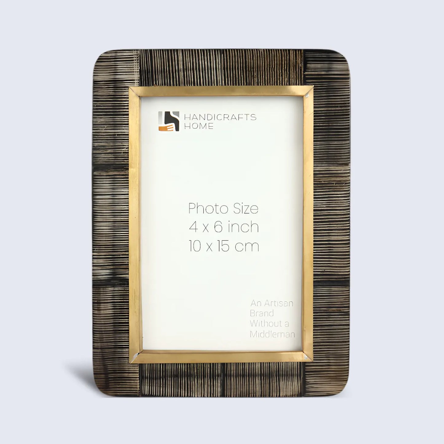Horn Inlay Shagrin Picture Photo Frames Brown - Rounded Corners, 4x6 5x7