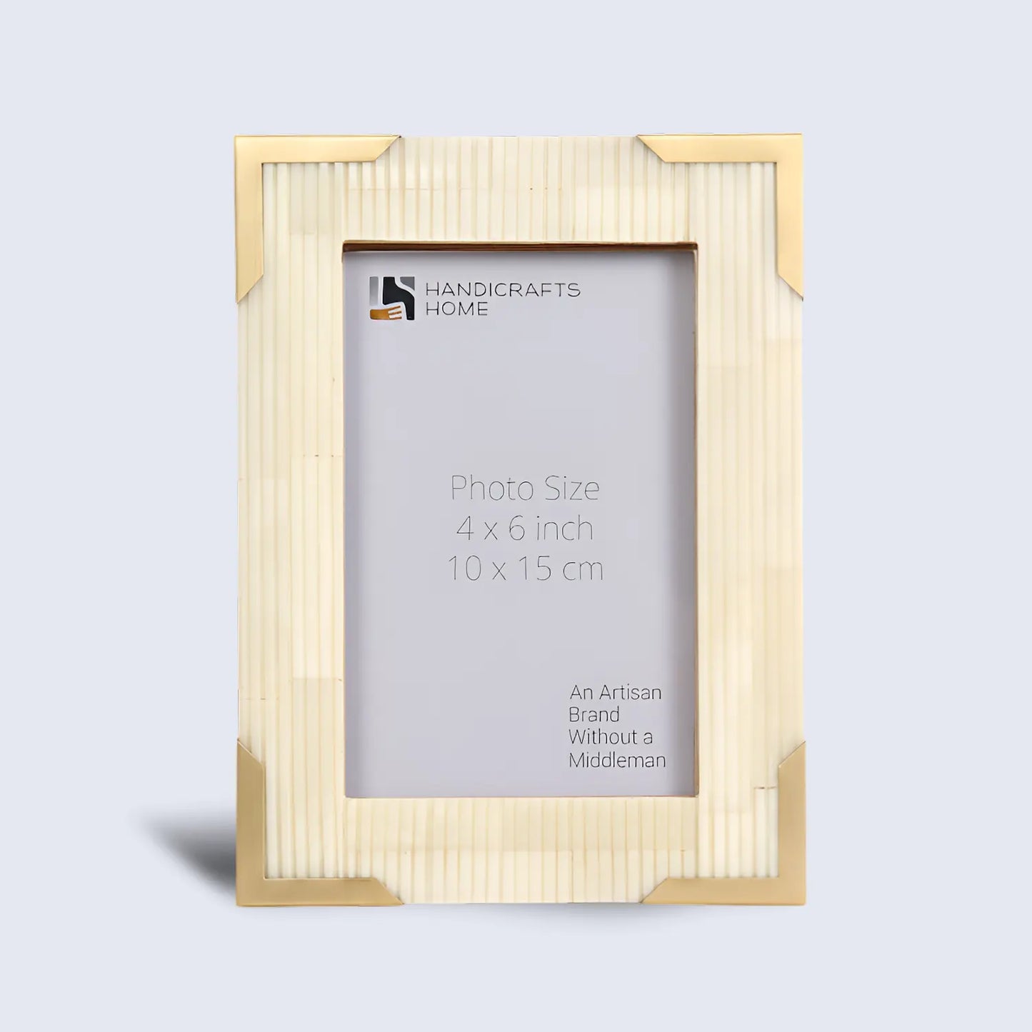 Bone Inlay & Brass Delux Carta Picture Frames, White 4x6