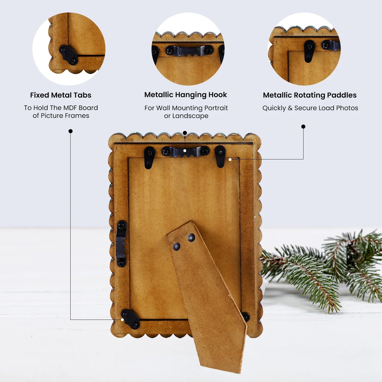 Chalet Collection Resin Inlay Picture frame for Holiday Decor & Gifting - Black , 4x6 and 5x7