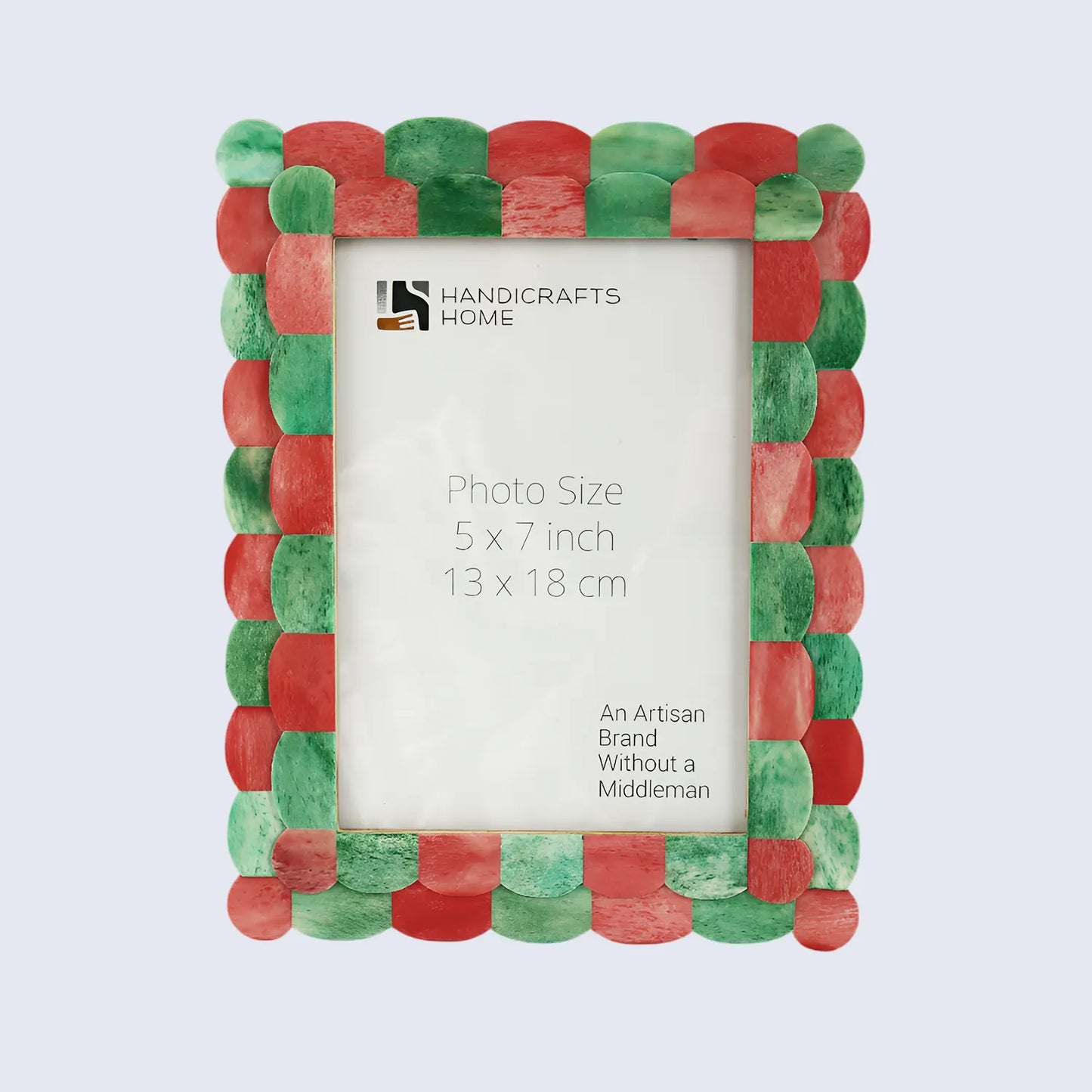 Picture Frames Scalloped Pattern Bone Inlay Collection in 4 sizes, Green & Red