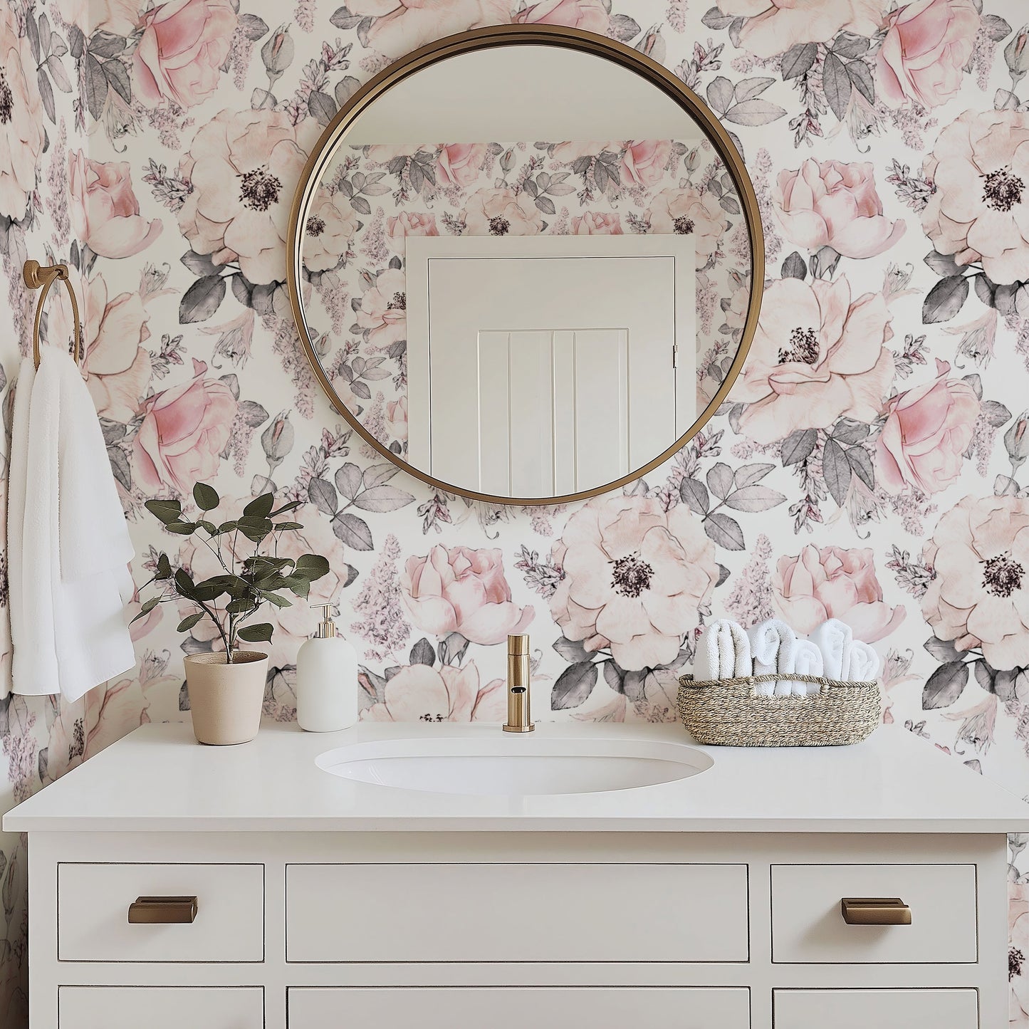 Pink Watercolor Flowers Wallpaper