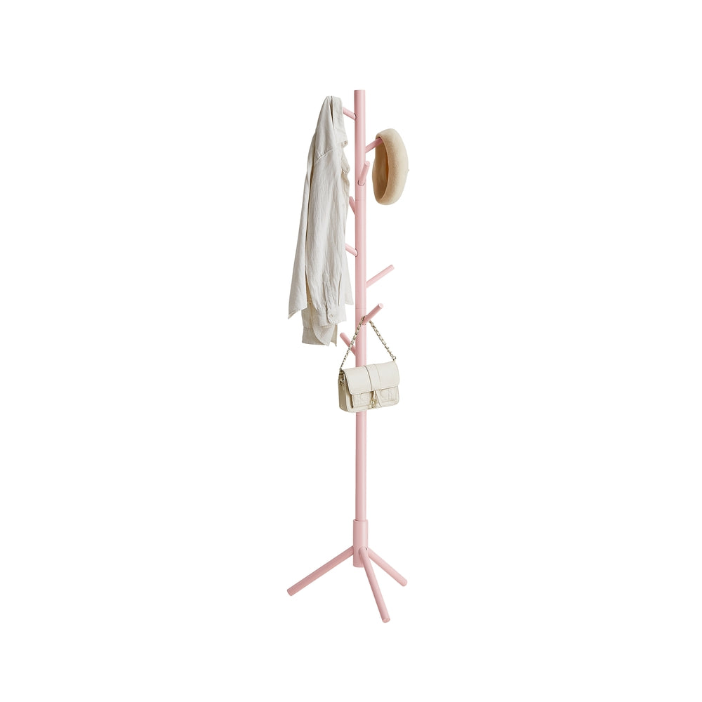 Coat Rack, Solid Wood Coat Stand, Free Standing Hall Coat Tree with 8 Hooks for Coats