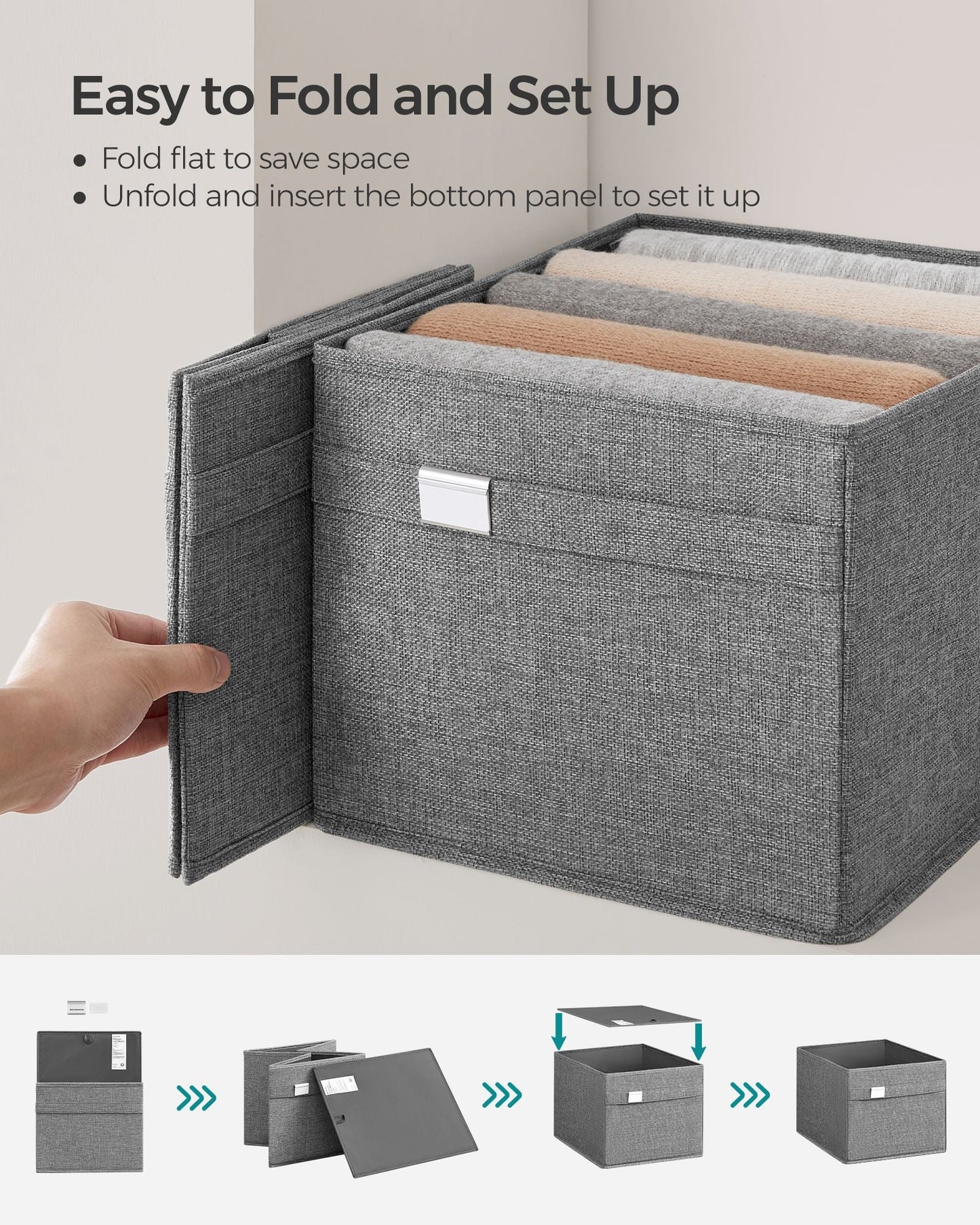 Set of 4 Storage Baskets with Double Handles