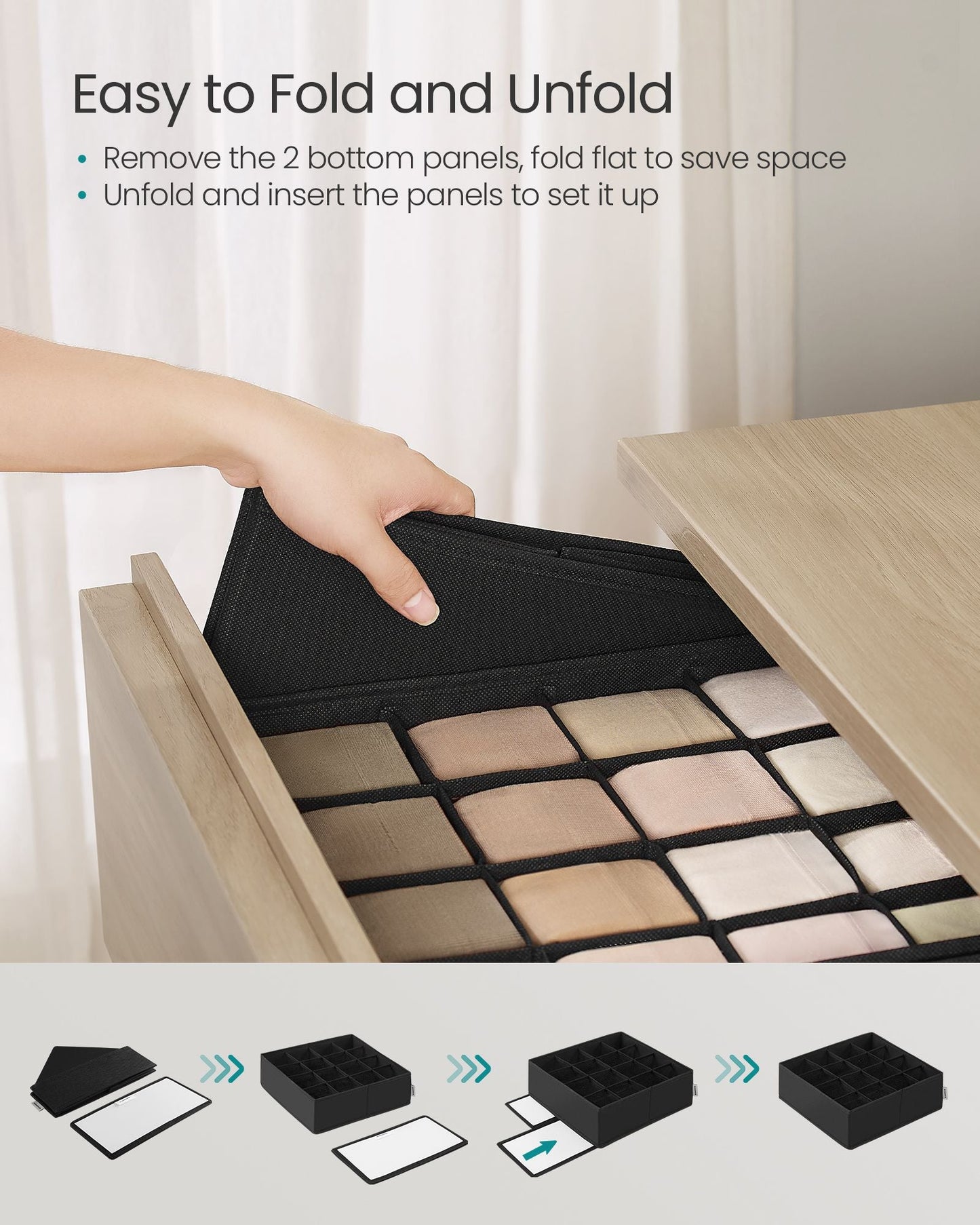 Set of 4 Closet Organizers for Underwear, 80 Cells