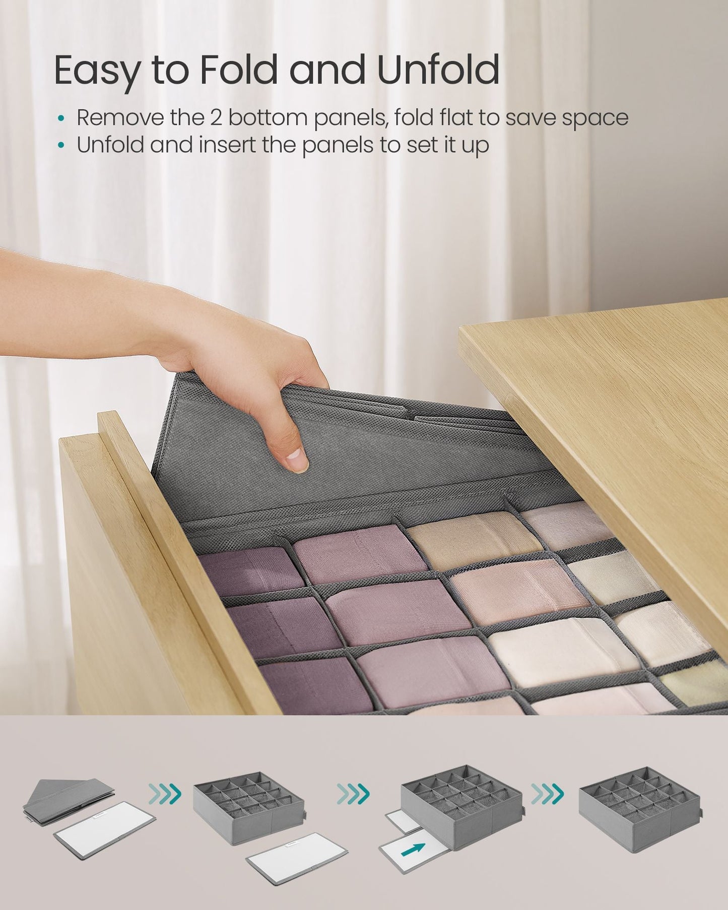 Set of 6 Closet Organizers for Underwear, 120 Cells