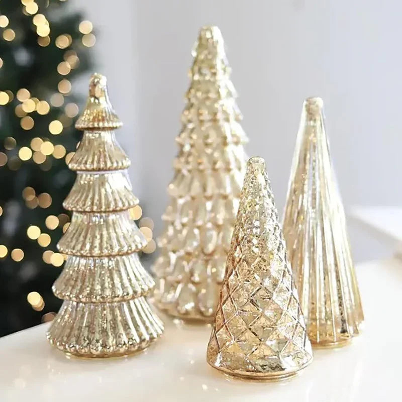 Resin Christmas Tree Statue Ornament Set of 5 Luminous Pieces