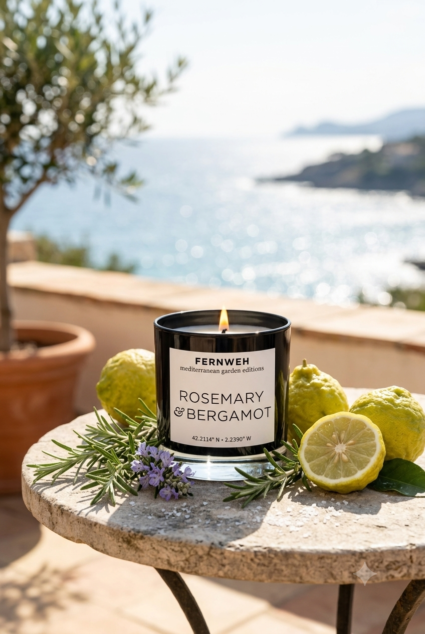 Rosemary & Bergamot Scented Soy Candle