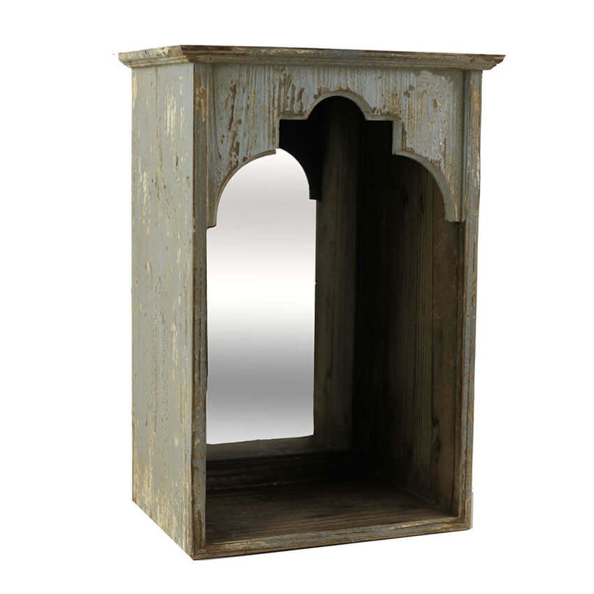 Rustic Arched Wall Niche with Mirror