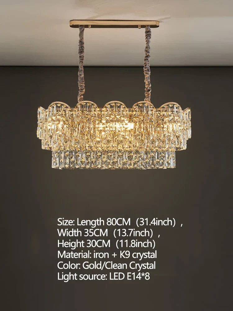New Design Light Luxury Clean Crystal Chandelier Living Room Lamp Modern Simple Atmosphere Golden Luxury Villa Bedroom Lamp