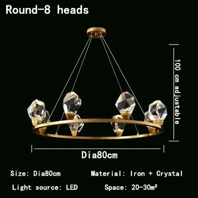 Nordic LED Crystal Pendant Lights - Elegant Chandelier for Living Rooms, Bedrooms, Kitchens, and Home Decoration