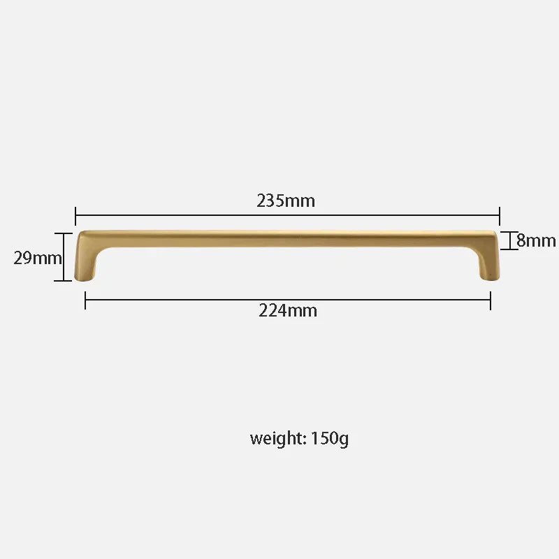 Solid Brass Wardrobe Handles – Integrated Cabinet Pulls and Furniture Bar Handles (106mm-332mm)