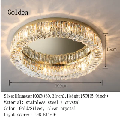 Simple Modern Clean Crystal Ceiling Lamp - New Design Light Luxury for Living Rooms and Bedrooms - Available in Gold and Silver - Nordic Style Elegance