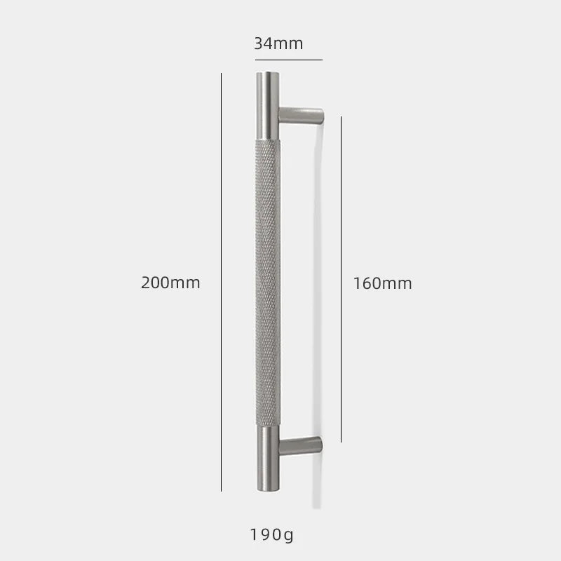 Solid Brass Knurled Cabinet Handles – Brushed Nickel Wardrobe Pulls and Textured Bar Knobs