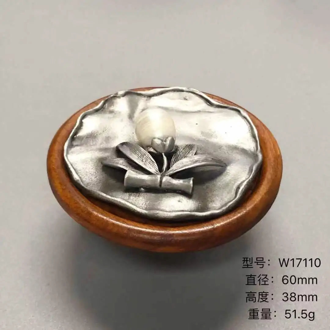 Handmade Wood and Alloy Flower Knob Handles – Artistic Drawer and Cabinet Pulls for Furniture