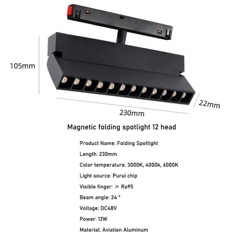 LED Magnetic Folding Spotlight Track Light Industrial Fashion Decor Lamp No Main Light Modern Design Popular Cool Lighting 6/12W