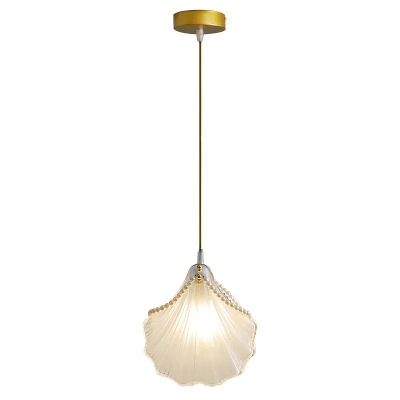 Elegant French Pastoral Pearl Shell Chandelier - A Modern Minimalist Fixture for Master Bedrooms, Aisles, and Bars