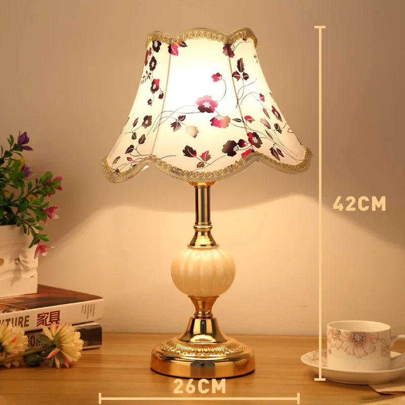European-Style Glass Desk Lamp - Nordic Bedroom Bedside Lamp with Modern Retro Wrought Iron Design
