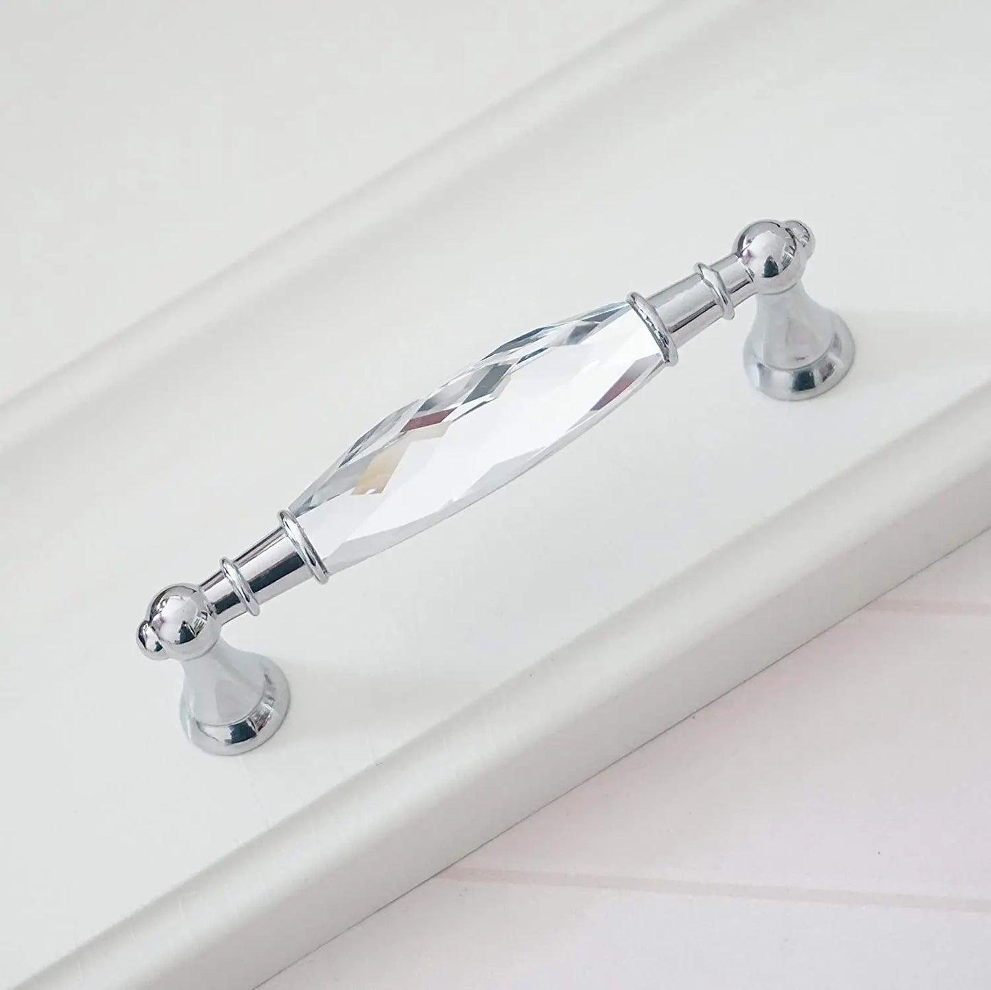 Modern Crystal Glass Drawer Handles – Gold and Black Cabinet Pulls for Dressers and Cupboards (96mm/128mm)