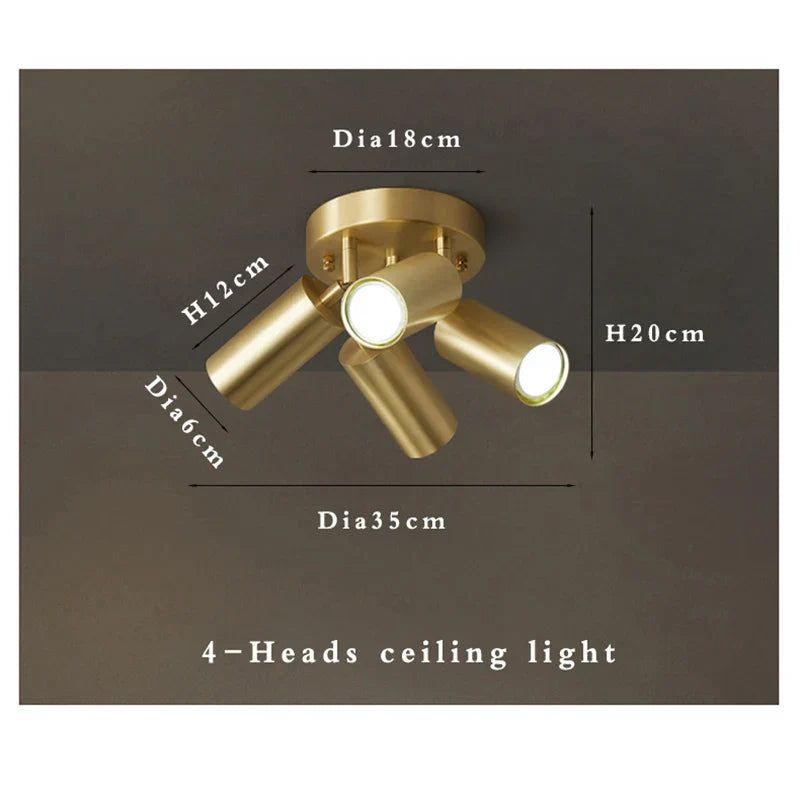 Fumi Modern Industrial Semi Flush Mount Ceiling Light, Gold Classic Retro Ceiling Light Fixture for Hallway Kitchen Bedroom L