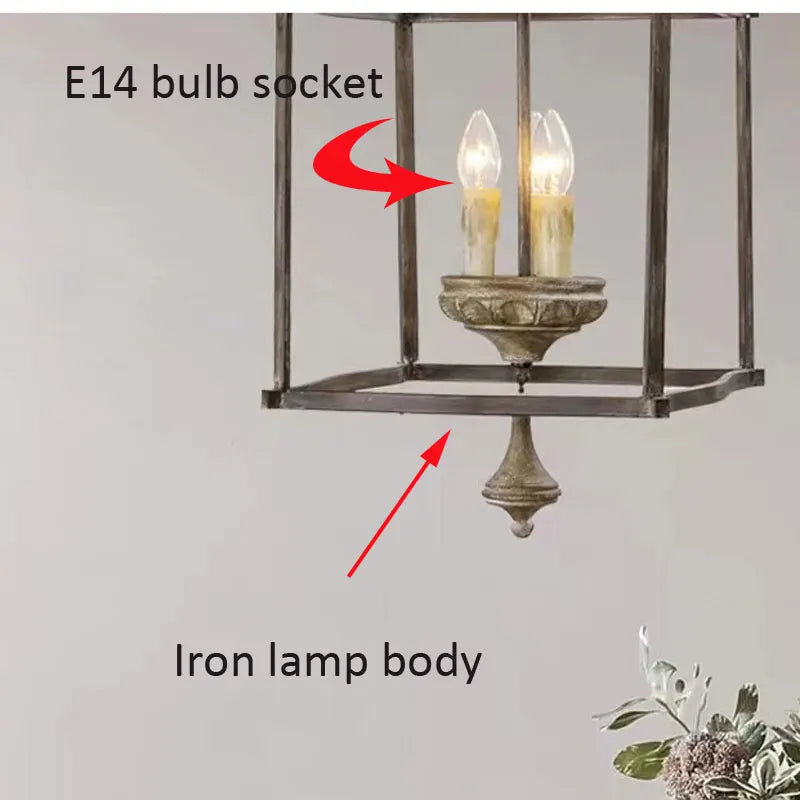 Creative American Iron E14 Chandelier Light Porch Restaurant Kitchen Coffee Shop Bedroom Personality Light Design Lamps